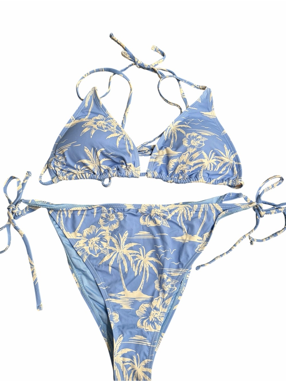 Roxy Blue & Cream Tropical String Bikini